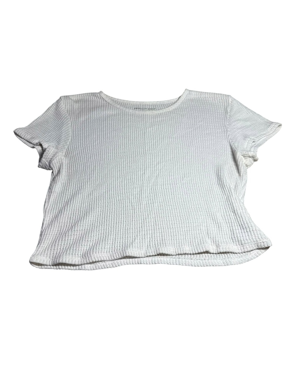 American Eagle Outfitters White Ribbed Cropped Tee